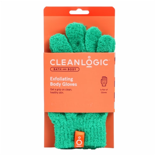 Cleanlogic® Exfoliating Stretch Bath Gloves Perspective: front
