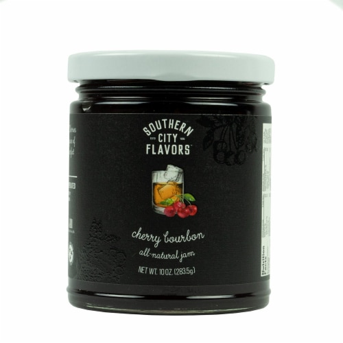 Southern City Flavors Cherry Bourbon Jam Sweet All Natural Small Batch 10 oz Perspective: front