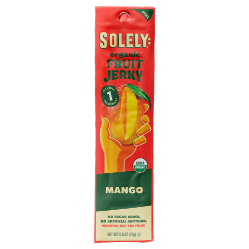 Solely® Organic Mango Fruit Jerky Perspective: front