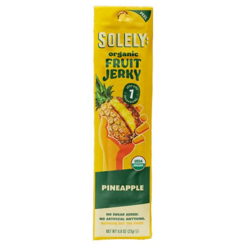 Solely® Organic Pineapple Fruit Jerky Perspective: front