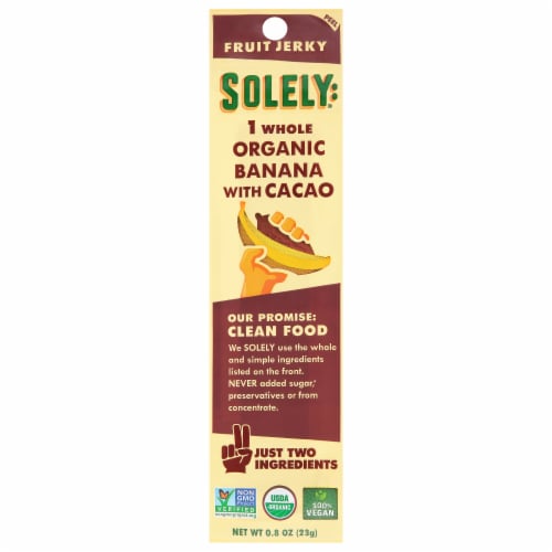 Solely® Organic Banana with Cacao Fruit Jerky Perspective: front