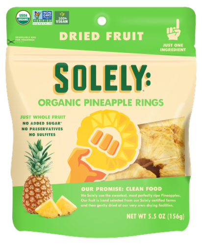Solely - Dried Fruit Organic Pineapple Rings - Case of 6-5.5 OZ Perspective: front