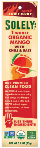 Soley® Chili & Salt Organic Mango Spicy Fruit Jerky Perspective: front