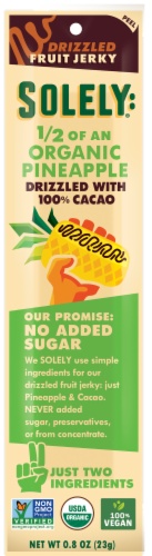 Soley® Cacao Drizzle Organic Pineapple Fruit Jerky Perspective: front