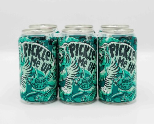 Bootstrap Brewing Pickle Me Up Golden Ale With Pickle Juice Cans Perspective: front