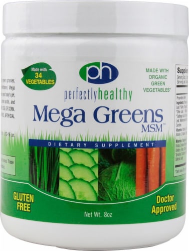 Perfectly Healthy  Mega Greens MSM™ Powder Perspective: front