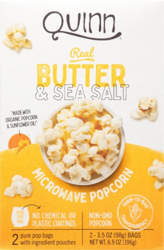 Quinn® Butter & Sea Salt Microwave Popcorn Perspective: front