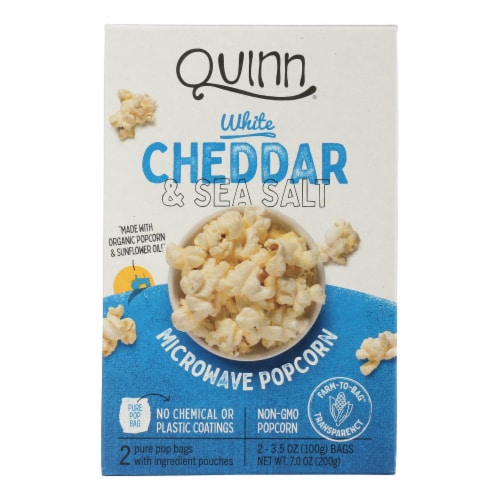 Quinn White Cheddar & Sea Salt Microwave Popcorn Perspective: front