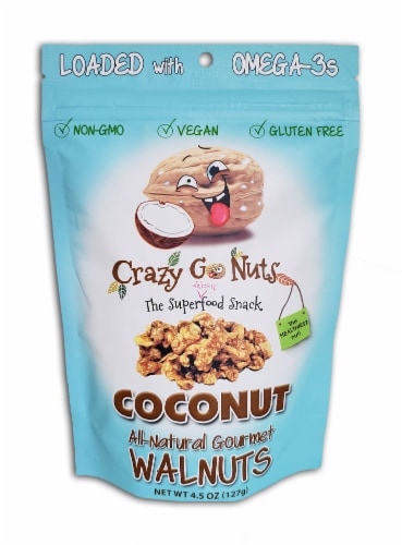 Crazy Go Nuts Coconut Flavored Gourmet Walnuts Perspective: front