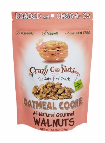Crazy Go Nuts Oatmeal Cookie All-Natural Gourmet Walnuts Perspective: front