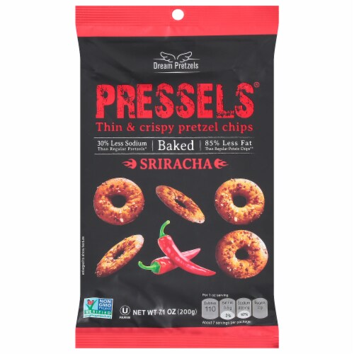 Pressel's® Sriracha Thin & Crispy Baked Pretzel Chips Perspective: front