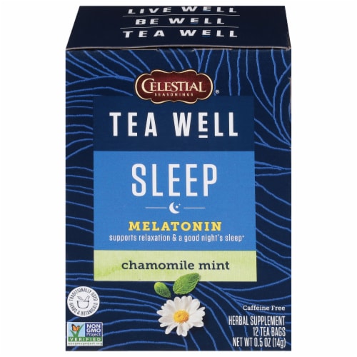 Celestial Seasonings® Tea Well Chamomile Mint Sleep Herbal Supplement Tea Perspective: front