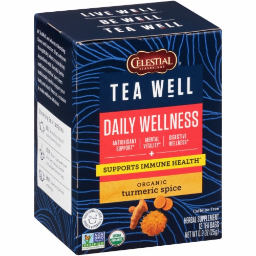 Celestial Seasonings® Tea Well Organic Turmeric Spice Daily Wellness Herbal Supplement Tea Perspective: front