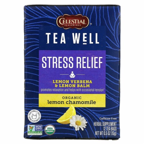 Celestial Seasonings Tea Well Stress Relief Lemon Chamomile Tea Bags Perspective: front