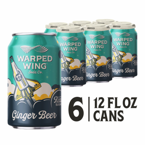 Warped Wing Soda Co. Ginger Beer Soda Can Perspective: front