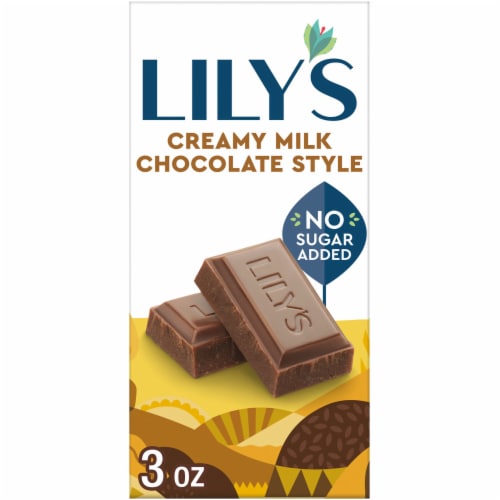 LILY'S Milk Chocolate Style No Sugar Added Sweets Bar Perspective: front