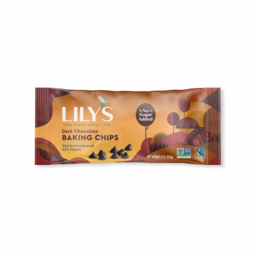 Lily's® Less Sugar Dark Chocolate Baking Chips Perspective: front