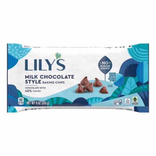 LILY’S Milk Chocolate Style No Sugar Added Baking Chips Bag