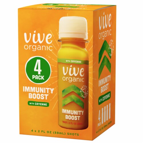 Vive Organic Immunity Boost with Cayenne Wellness Shots Perspective: front