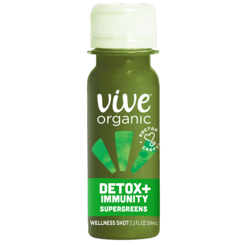 Vive Organic Detox + Immunity Supergreens Wellness Shot Perspective: front