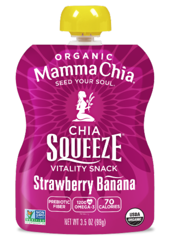Mamma Chia® Organic Chia Squeeze Strawberry Banana Vitality Snack Perspective: front