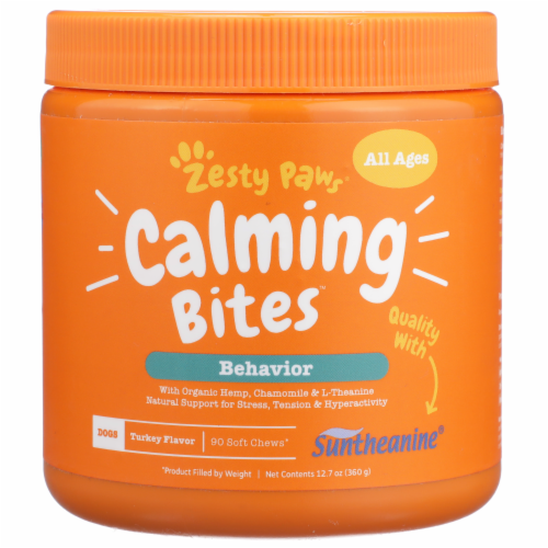 Zesty Paws Behavior Turkey Flavored Calming Bites for Dogs Perspective: front