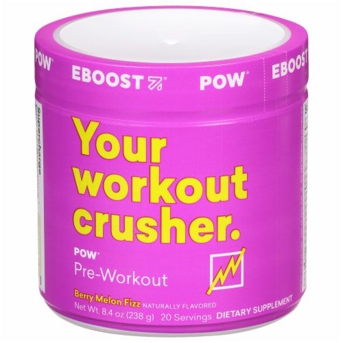 EBOOST® Berry Melon Fizz Pre Workout Superenhancer Powder Perspective: front