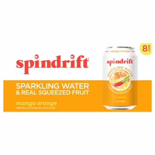 Spindrift® Mango Orange Flavored Sparkling Water Cans Perspective: front