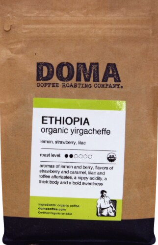 Doma Coffee Roasting Company® Ethiopia Organic Yirgacheffe Light Roast Coffee Perspective: front