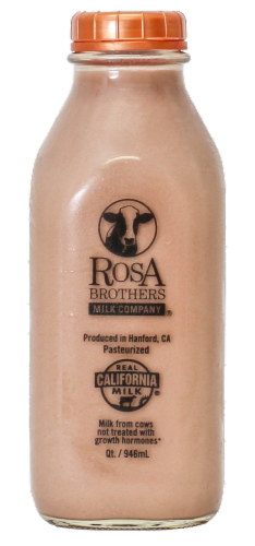 Rosa Brothers Milk Co.® Glass Bottle Chocolate Milk Perspective: front