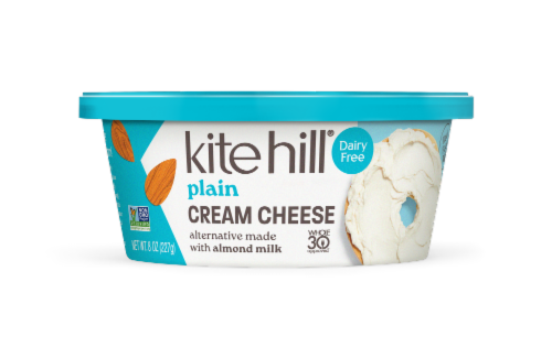Kite Hill Dairy Free Plain Almond Milk Cream Cheese Style Spread Perspective: front