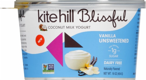 Kite Hill Blissful Vanilla Unsweetened Creamy Coconut Milk Yogurt Perspective: front