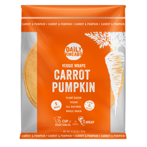 Daily Kneads Carrot & Pumpkin Veggie Wraps Perspective: front
