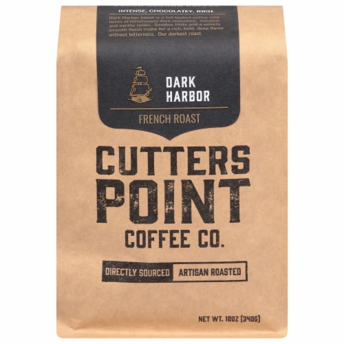 Cutters Point Coffee Co. Dark Harbor French Roast Ground Coffee Perspective: front