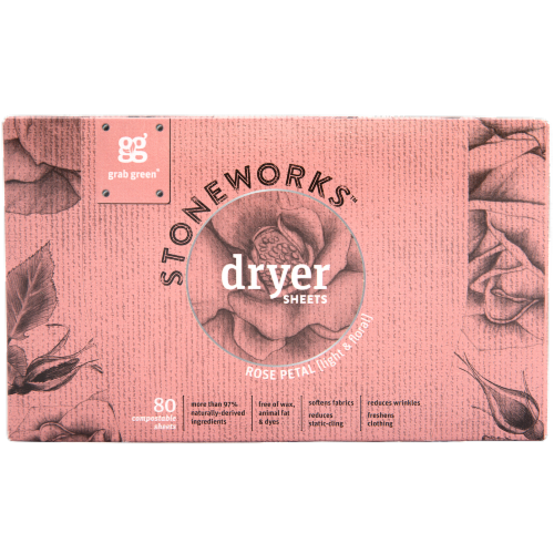 Grab Green Stoneworks Rose Petal Dryer Sheets Perspective: front