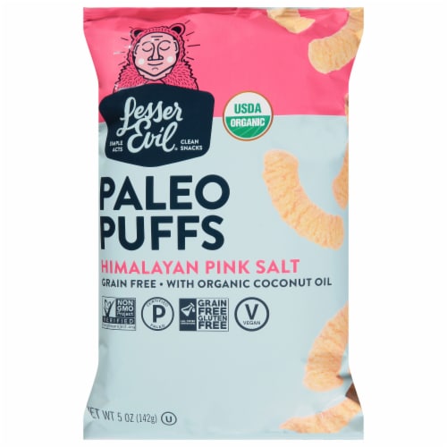 LesserEvil® Paleo Himalayan Pink Salt Puffs Chips Perspective: front