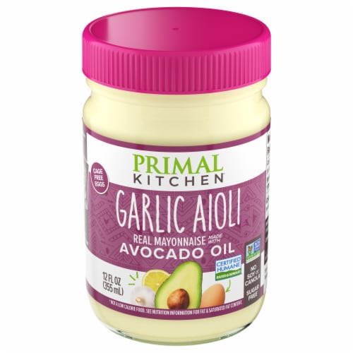 Primal Kitchen Garlic Aioli Mayo Made with Avocado Oil Perspective: front