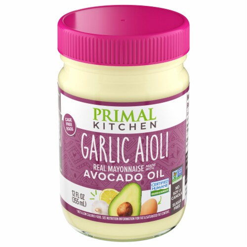 Primal Kitchen Garlic Aioli Mayo Made with Avocado Oil Perspective: front