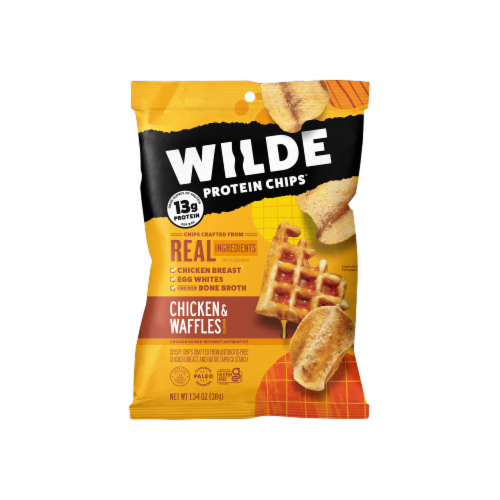WILDE Chicken & Waffles Protein Chips Perspective: front