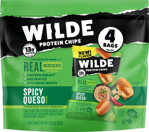 Wilde Protein Chips® Spicy Queso Multi Pack Perspective: front