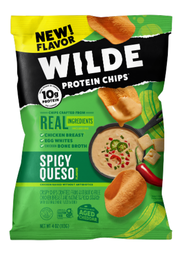 Wilde Spicy Queso Protein Chips® Perspective: front