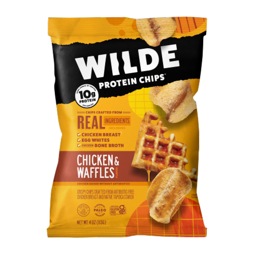 Wilde Protein Chips® Chicken & Waffle Flavor Chips Perspective: front