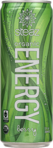 Steaz Organic Berry Energy Drink Perspective: front