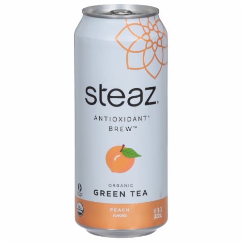 Steaz® Organic Iced Peach Green Tea Perspective: front