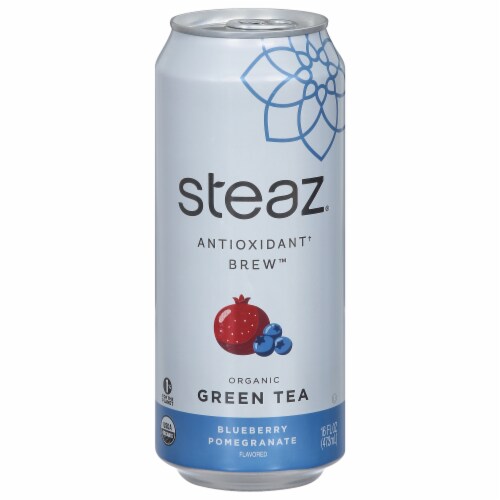 Steaz® Organic Blueberry Pomegranate Acai Iced Green Tea Perspective: front