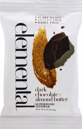 Elemental Dark Chocolate + Almond Butter Superfood Seed Bars Perspective: front
