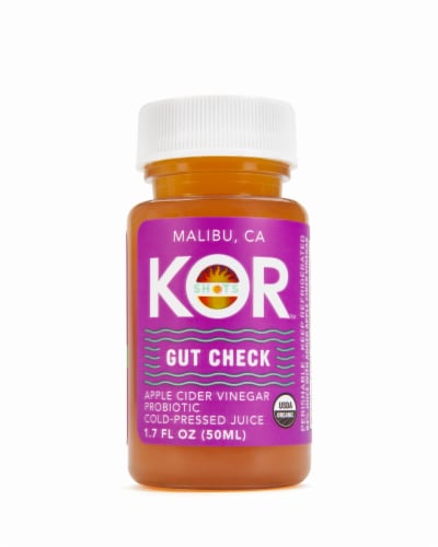 Kor Shots Organic Gut Check Apple Cider Vinegar Probiotic Cold-Pressed Juice Perspective: front