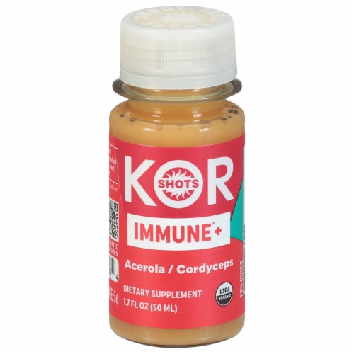 Kor Immune+ Acerola/Cordyceps Cold-Pressed Juice Shot Perspective: front