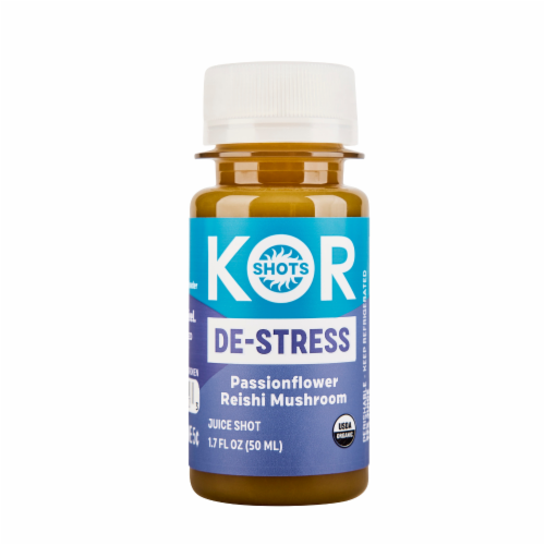 Kor Organic De-Stress Passionflower & Reishi Mushroom Juice Shot Perspective: front