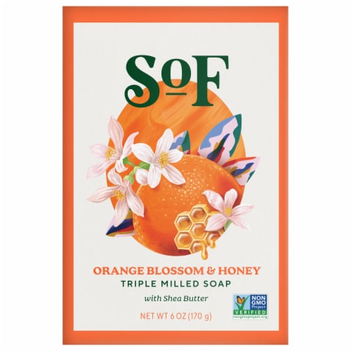 South of France Orange Blosson Honey Bar Soap Perspective: front